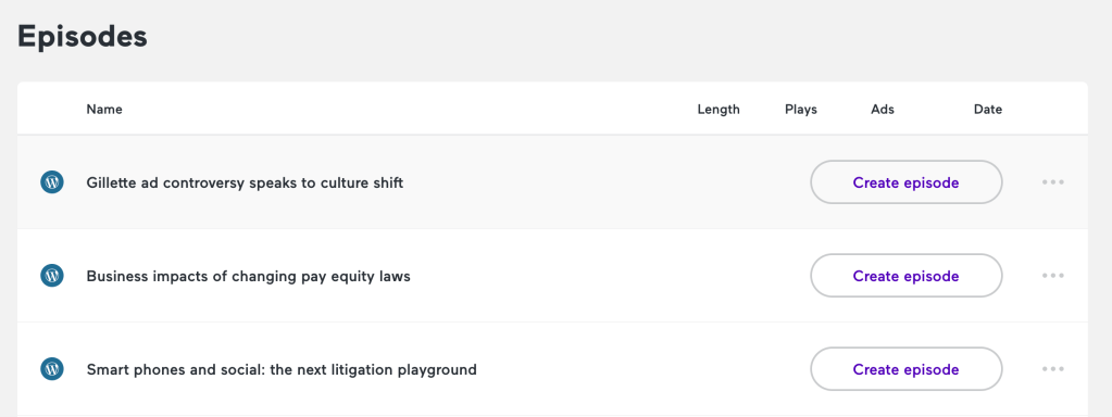 Anchor episode list after WordPress import
